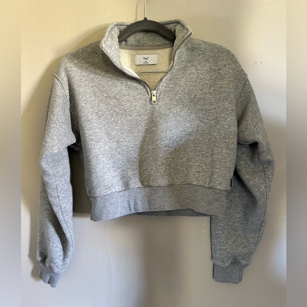 TNA Cropped Half-zip Sweatshirt Size XS in Grey color